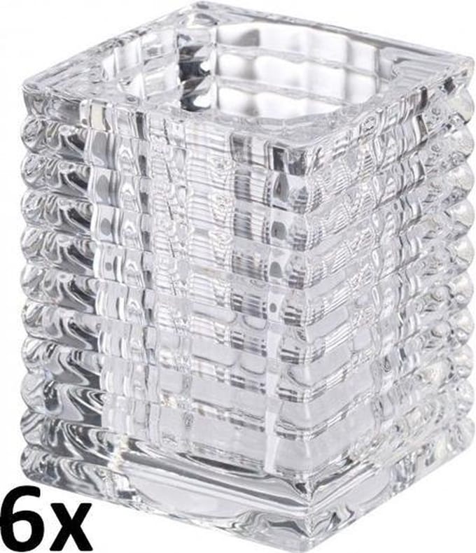 6x Bolsius Waxinlichthouder / ClearCups houder - Ribbed 76/58 mm