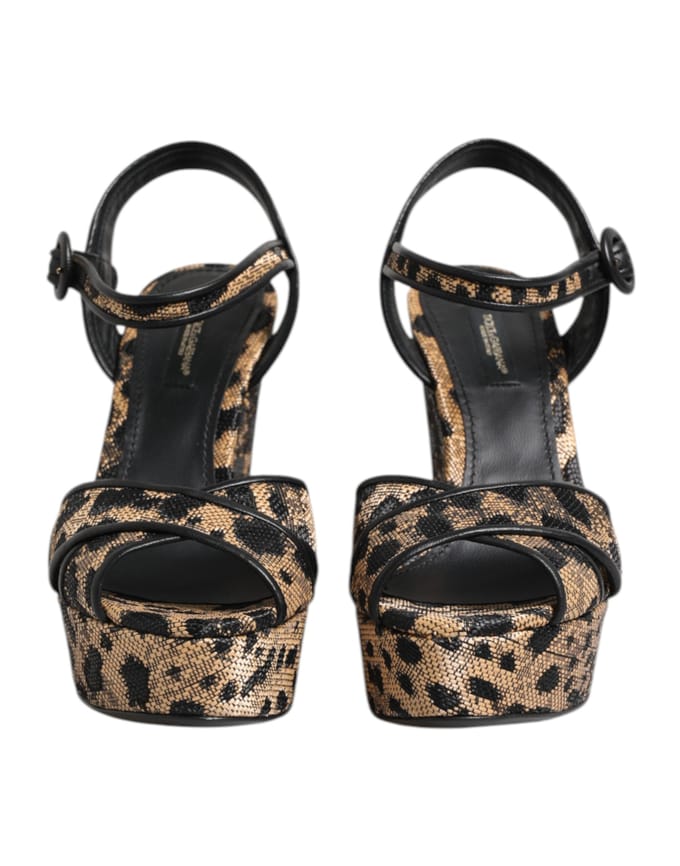 Dolce & Gabbana Bruine Luipaard Wedges Enkelsandalen Schoenen