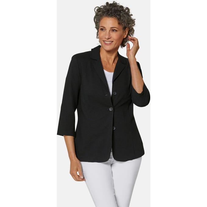 Licht blousejasje van seersucker - zwart - Gr. 20 van Goldner Fashion