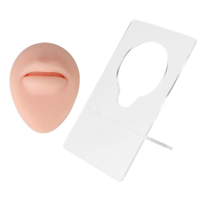 Siliconen Lip Model 3D Hoge Simulatie Levensgetrouw Elastisch Lip Piercing Tattoo Oefening Nep Lip Model voor Training Licht beige