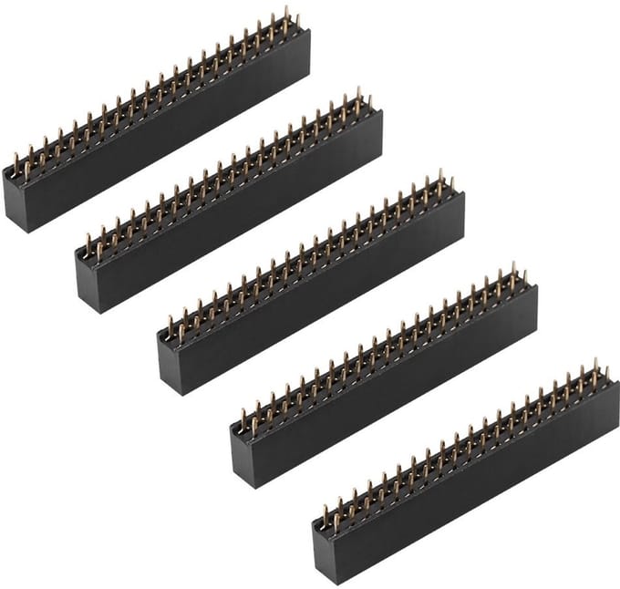 Allecto - Pin Headers - 5x 2x20 Pins - Dual Row - 2.54mm - Geschikt voor PCB - Perfect voor Raspberry Pi - Hoogwaardige kwaliteit