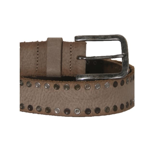 Mens Belt - Riem - Heren - 95 - Taupe - Leer - 1472-studs
