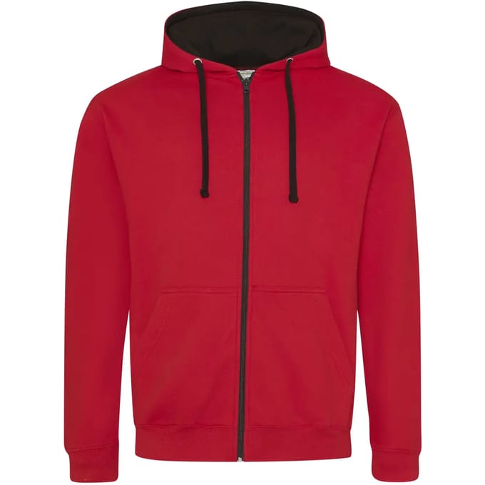 Gecontrasteerde hoodie met rits Just Hoods Varsity