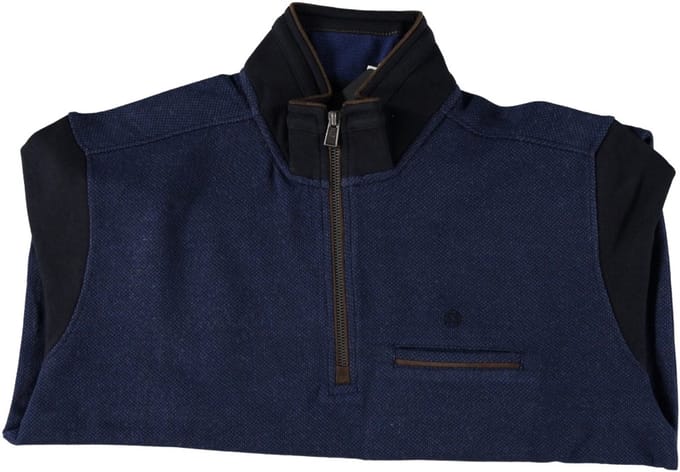 Fellows United Pulover Half Zip Bi-Color Soft Handfeel Mid Blue (22.2622 - 115)