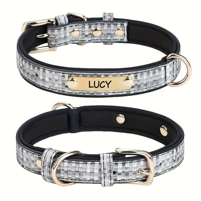 Collier pour animal de compagnie Anneau en D double Accessoires à suspendre Intérieur en coton spatial Grand et moyen collier pour chien S marron
