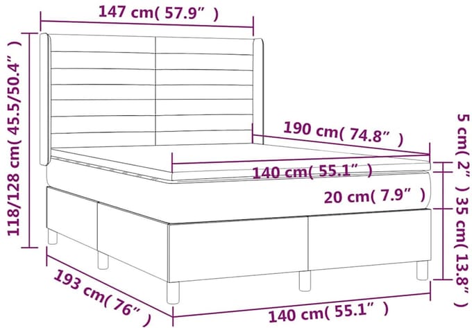 vidaXL - Boxspring - met - matras - fluweel - donkerblauw - 140x190 - cm