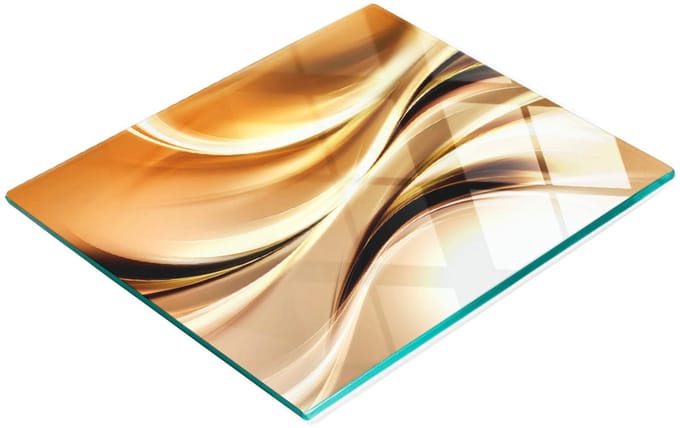 Stijlvol en duurzaam glazen bord met abstracte golfprint, 60x52 cm
