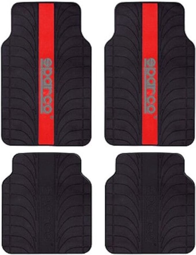 Vloermattenset voor auto Sparco SPC1913RS Universeel Zwart/Rood (4 pcs)