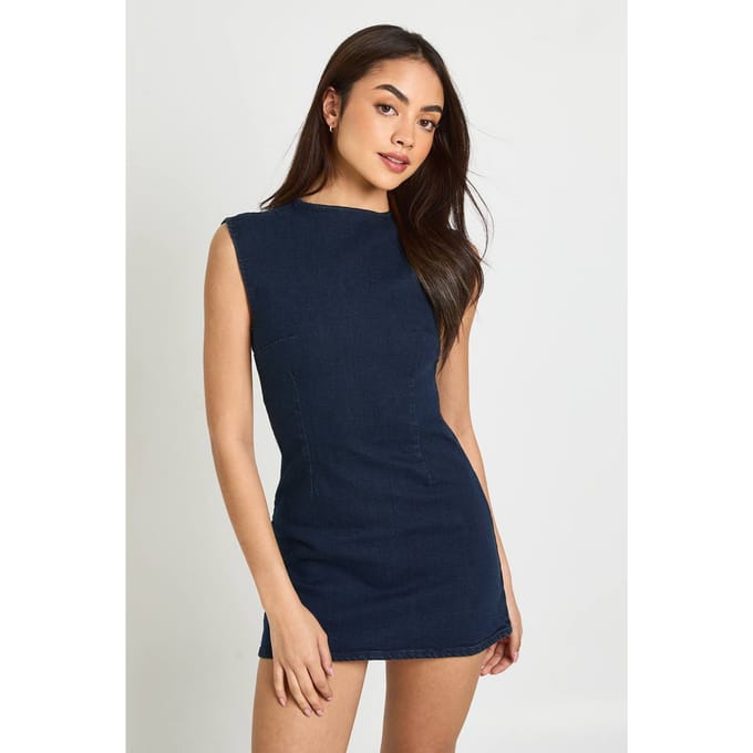 boohoo Dames Basic Denim Shiftjurk | Indigo | Maat: 40