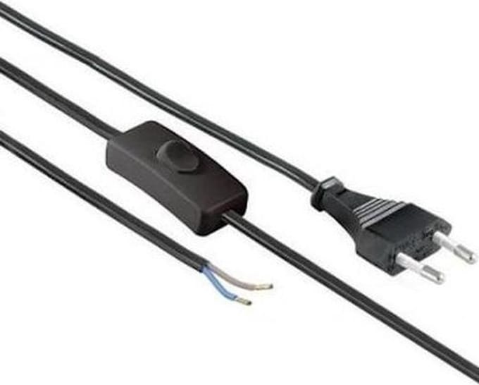 Aansluitsnoer met Schakelaar - 2m - 2x0.75mm - Zwart