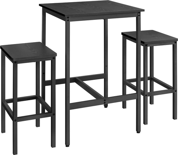 VASAGLE - Bartafel - Met 2 Krukken - Voor Eetkamer en Keuken - Compact Ontwerp