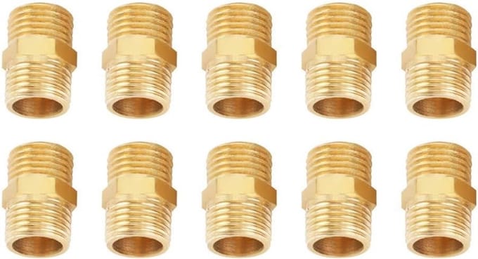 10 Stuks Messing Hex Reducing Nipple 1/4 BSP naar 1/4 BSP - Draadverbinding, Adapter, Fitting voor Pijpen