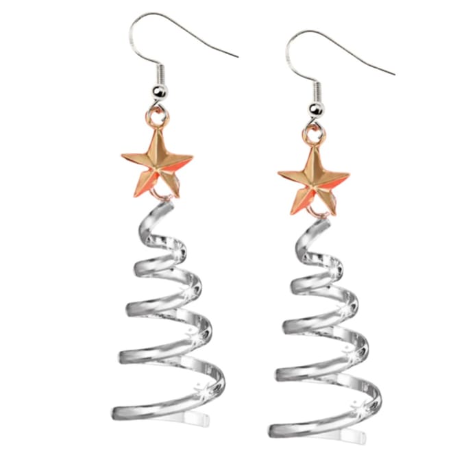 Zilver kerstboom oorbellen goud ster