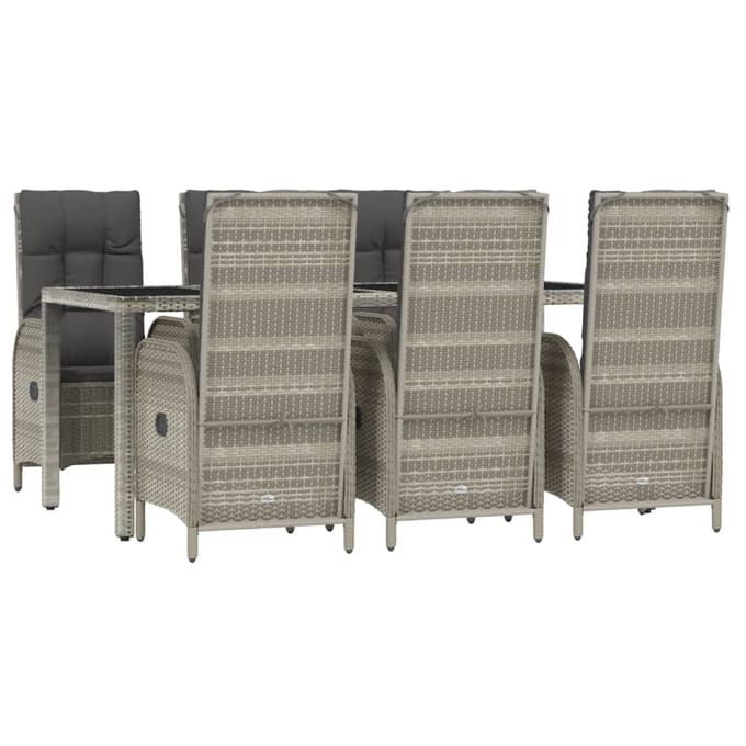 vidaXL - 7-delige - Tuinset - met - kussens - poly - rattan - grijs