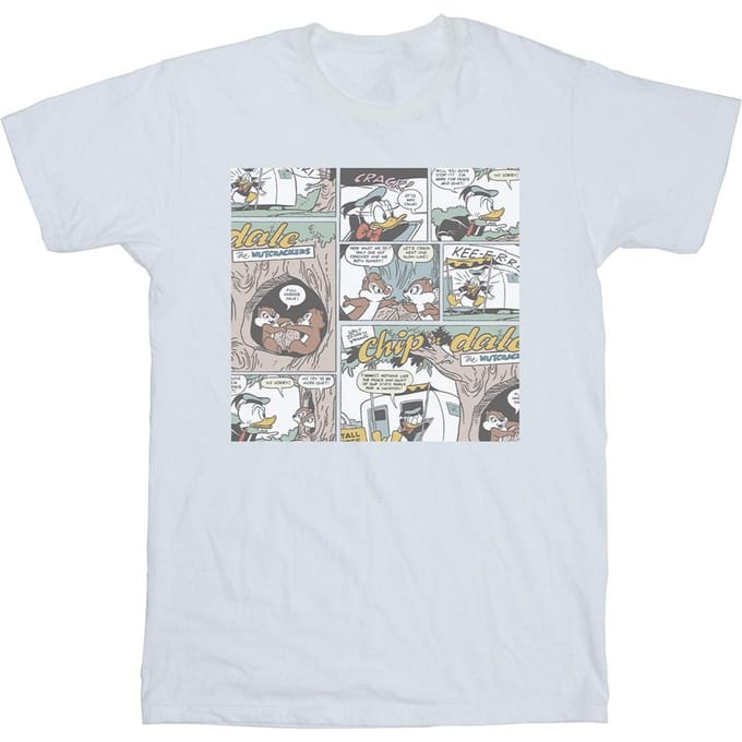 Disney Heren Knabbel en Babbel Strip-T-shirt (Wit)