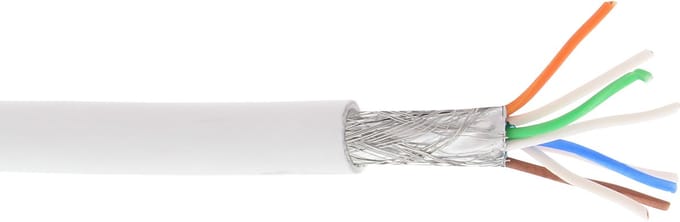S/FTP CAT6a 10 Gigabit netwerkkabel met flexibele aders - AWG26 - LSZH / wit - 100 meter