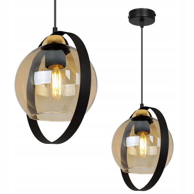 Light-Home RING HAGA – Hanglamp – Enkel – Glazen kap – Miodowy – 1x E27