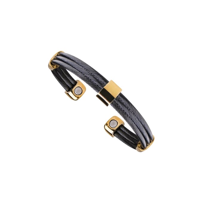 Magneet armband Trio Cable Black Gold-XS