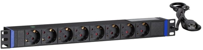 DSIT 19 inch 8 voudige stekkerdoos met C14 stekker - geschikt voor serverkast - patchkast en flightcase
