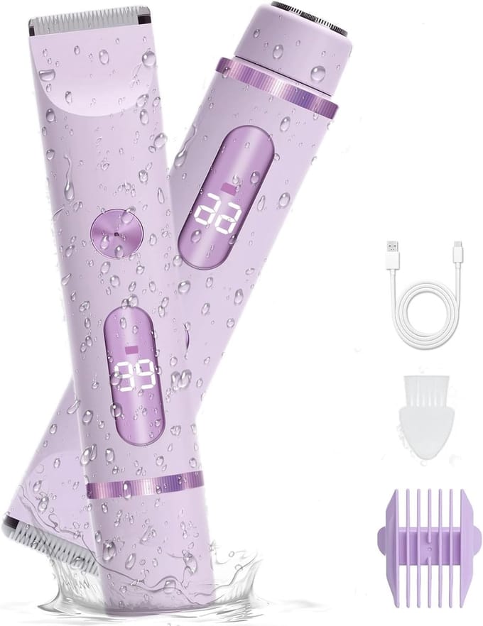 Dames Trimmer - Lichaamshaar Verwijderaar - Glad Scheren - Dubbele Precisiekoppen - IPX7 Waterdicht - Wit