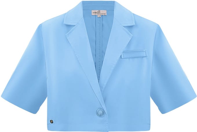 Elegante Vrouwen Suit Set met Geknipte Jas - Blauw - Maat M