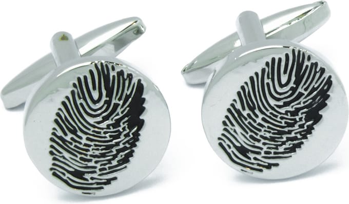 Manchetknopen - Vingerafdruk Zilver met Zwart