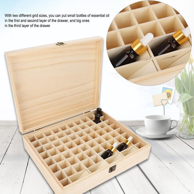 Boîte de rangement en bois naturel à une seule couche pour 74 bouteilles beige