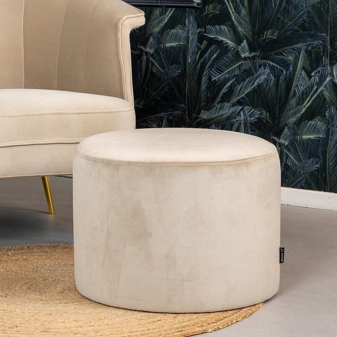 Bronx71® Velvet poef Anna beige