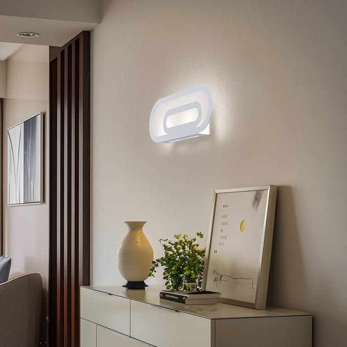 Euluna Elzear wandlamp, ovaal, wit