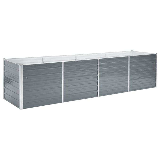 vidaXL - Plantenbak - verhoogd - 320x80x77 - cm - gegalvaniseerd - staal - grijs