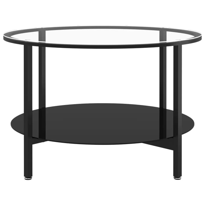 vidaXL - Salontafel - 70 - cm - gehard - glas - zwart - en - transparant