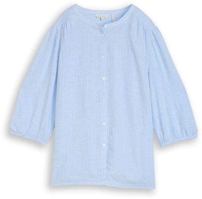 Tom Tailor - Plus Size - Blouse met linnen - Maat 48 - fjord blue irregular stripe