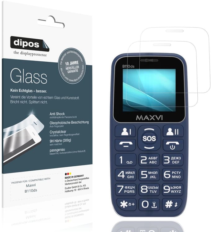 dipos – 2x Pantserfolie geschikt voor Maxvi B110ds | 9H Screenprotector