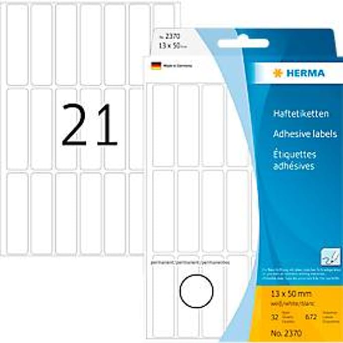 Universele etiketten Herma, 13 x 50 mm, zelfklevend, permanent, mat, 672 st., wit