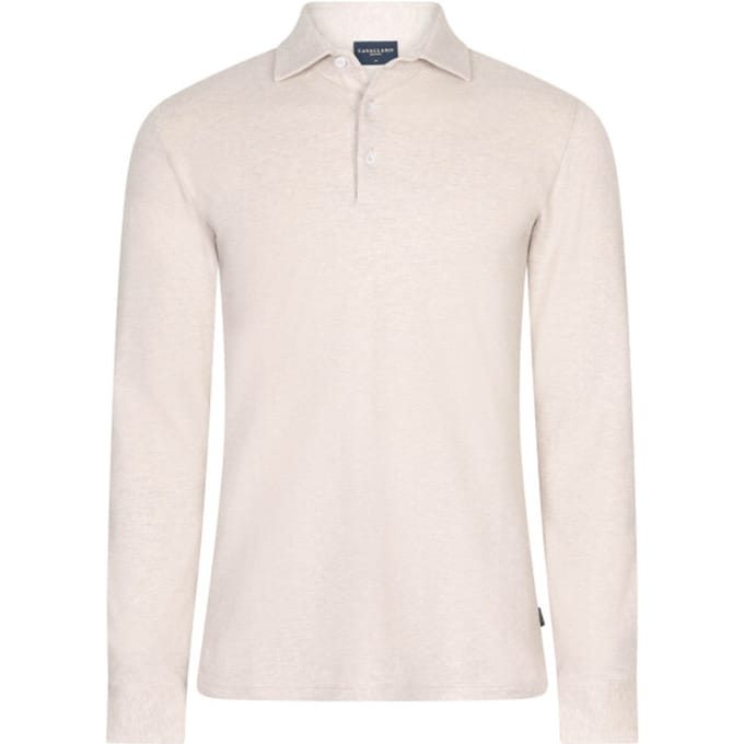 Cavallaro Napoli Polo Camicia Long Sleeve Fine Mélange Dark Kitt Melange / male
