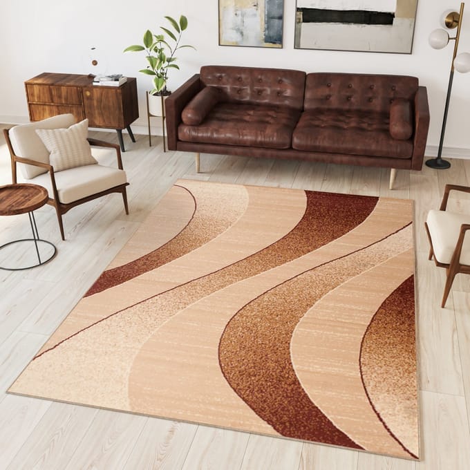 Tapiso Dream Vloerkleed Beige Modern Abstract Woonkamer Tapijt Maat- 80x150