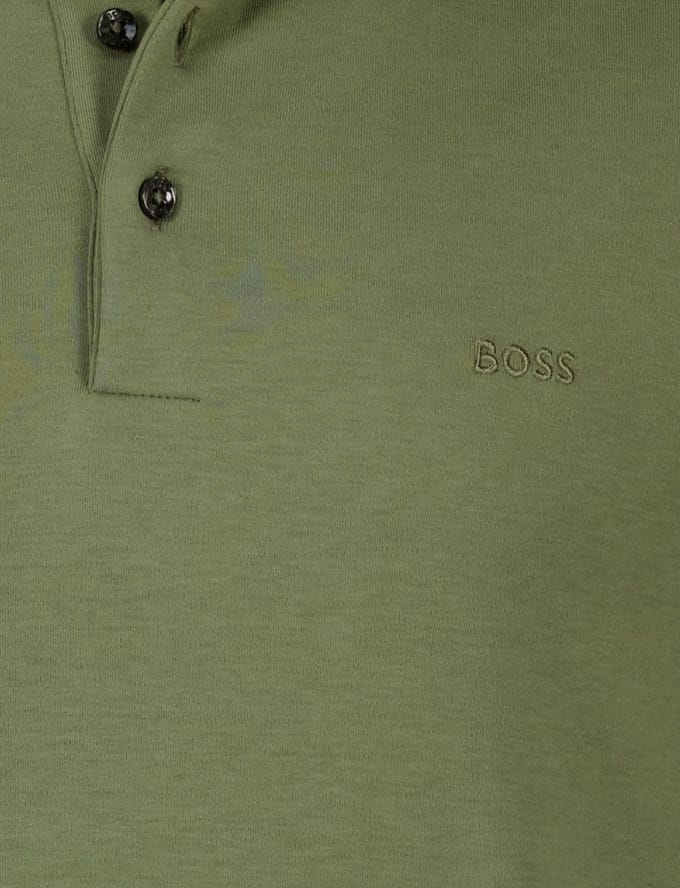 poloshirt lange mouw Boss Black groen katoen
