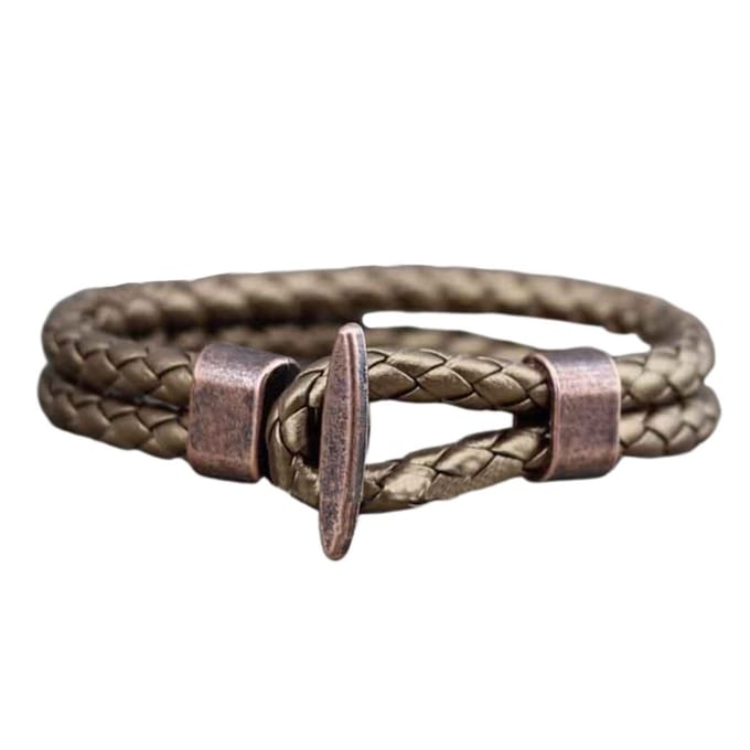 Marama - armband goud leer gesp brons - unisex - heren - dames - 21 cm.
