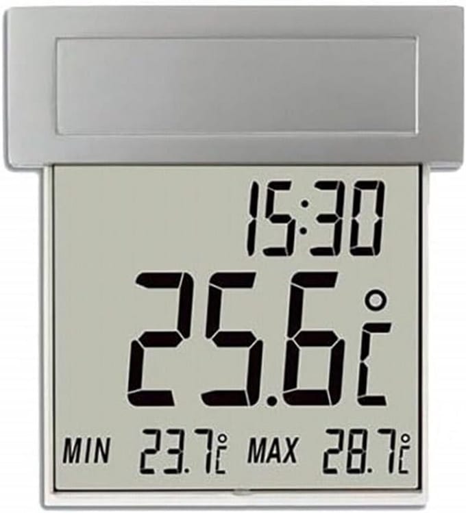 Digitale Vensterthermometer met Zonne-energie en Verlichting