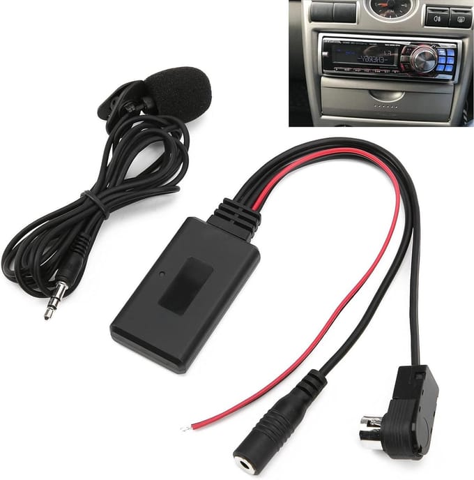 Bluetooth Alpine Cda, Bluetooth 5.0 AUX Cable Adapter with Microphone Handsfree Car Fit for Alpine Kit ABS DC12V