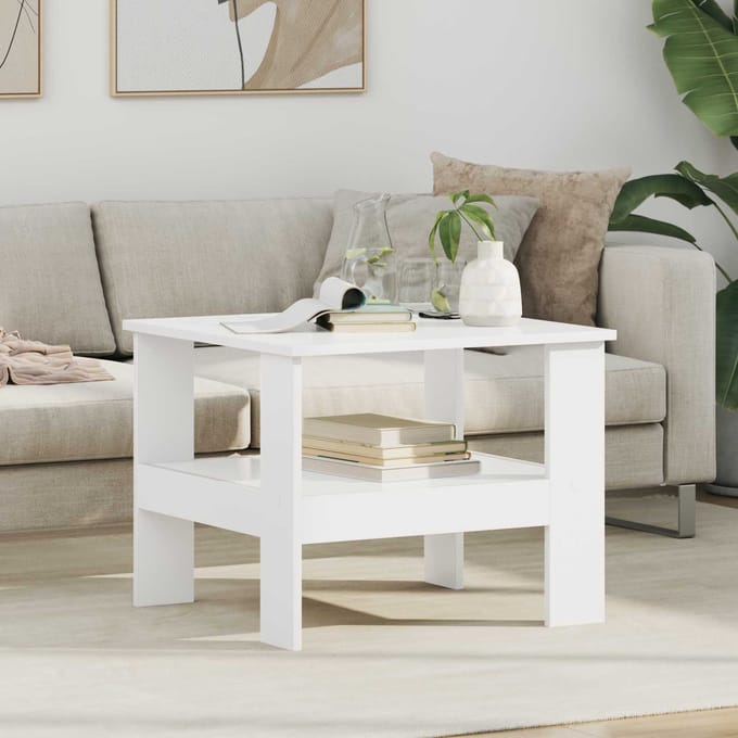 vidaXL - Salontafel - Wit - 57 - x - 55 - x - 45 - cm - Bewerkt - hout