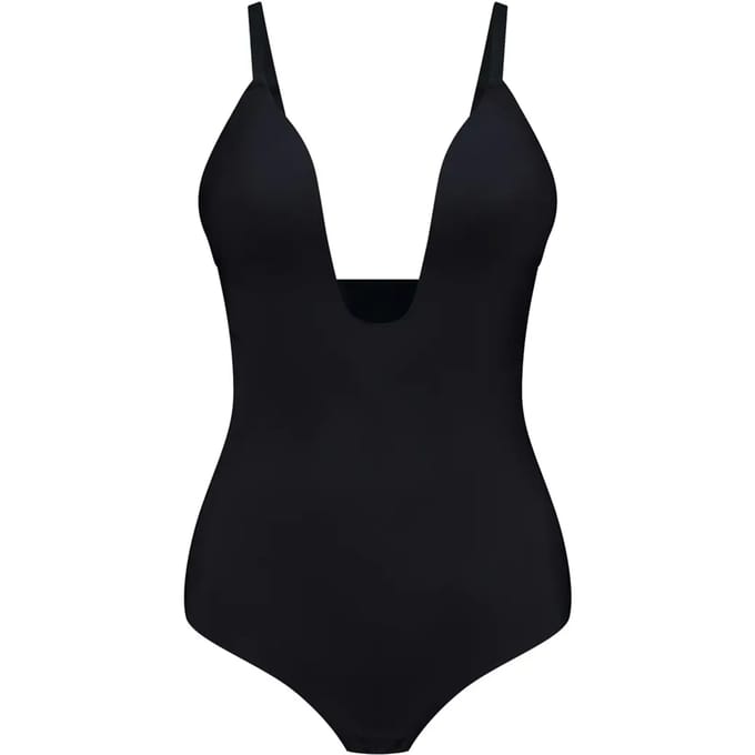 Bye Bra Sculpting Bodysuit Deep V Thong Zwart M