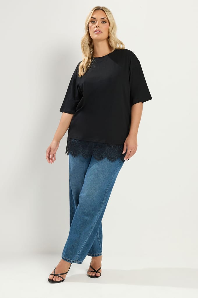 Yours Zwart Kanten Tshirt Size 66-68