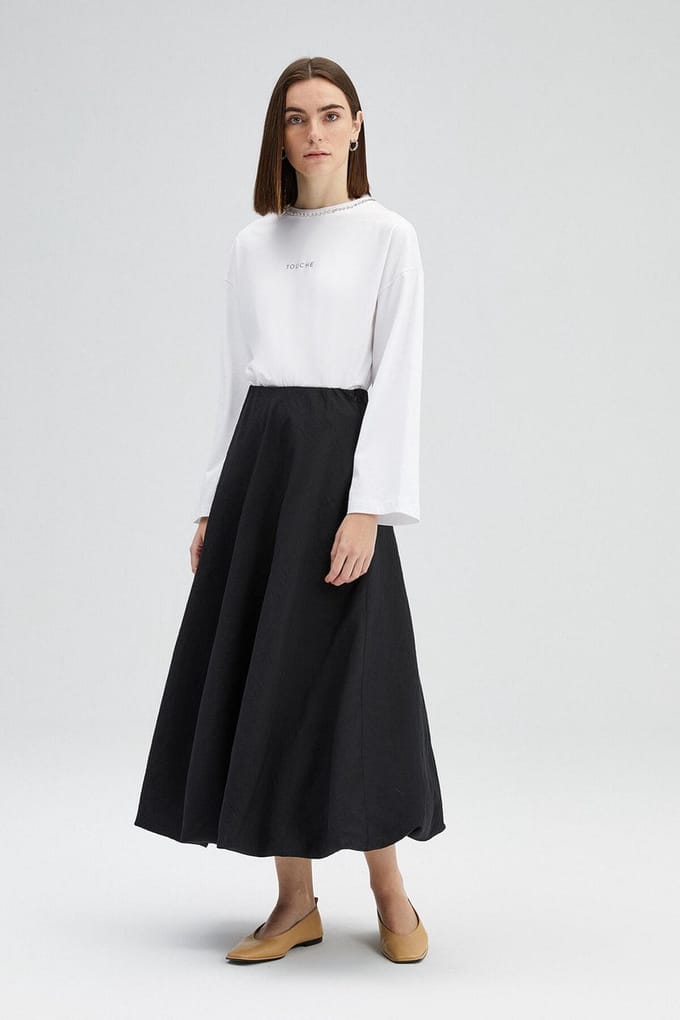 Touché Privé - Ballonrok met elastische taille - Zwart - Dames