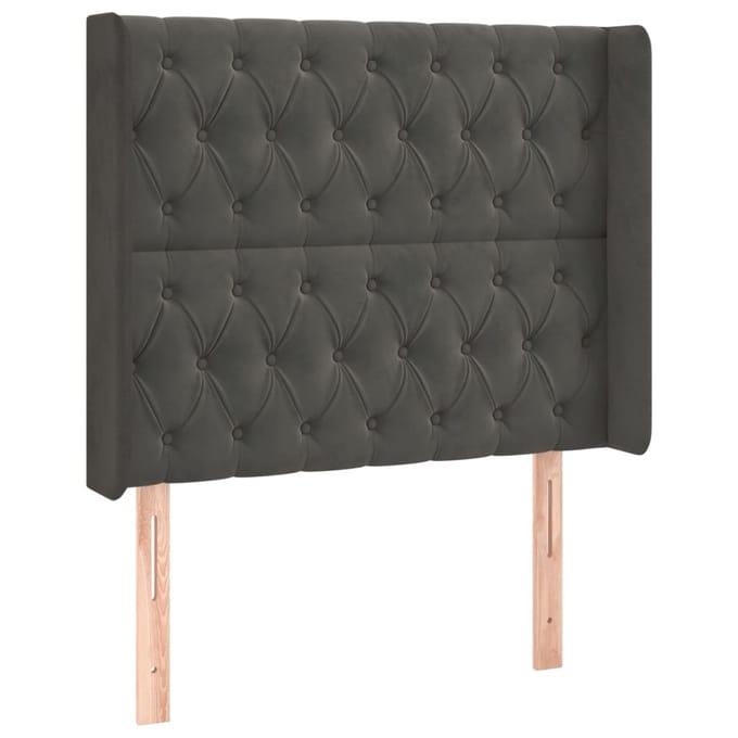 vidaXL - Hoofdbord - LED - 93x16x118/128 - cm - fluweel - donkergrijs
