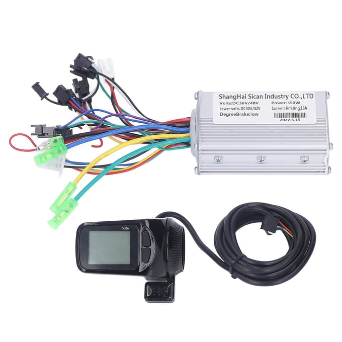 36V 48V 350W Elektrische Fiets Borstelloze Motor Controller Kit met S886 LCD Paneel Fiets Conversie Kit black