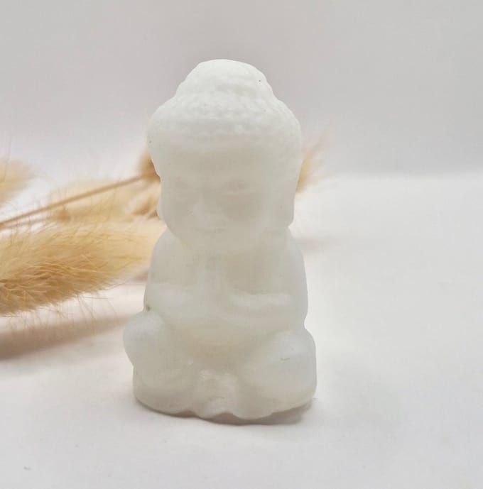 Edelsteen Witte Jade Buddha 5cm