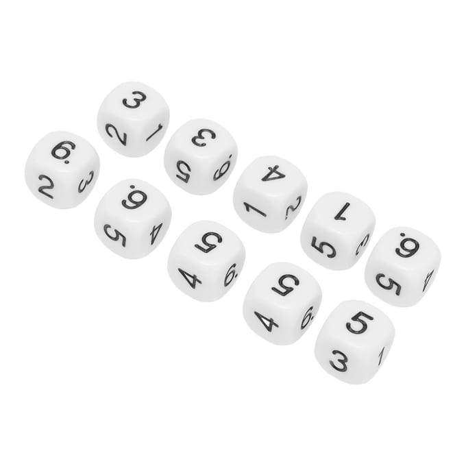 20 STUKS 6-zijdige getallen dobbelstenen plastic 16mm afgeronde hoek veelzijdige dobbelstenenset voor cijferonderwijsbord wit