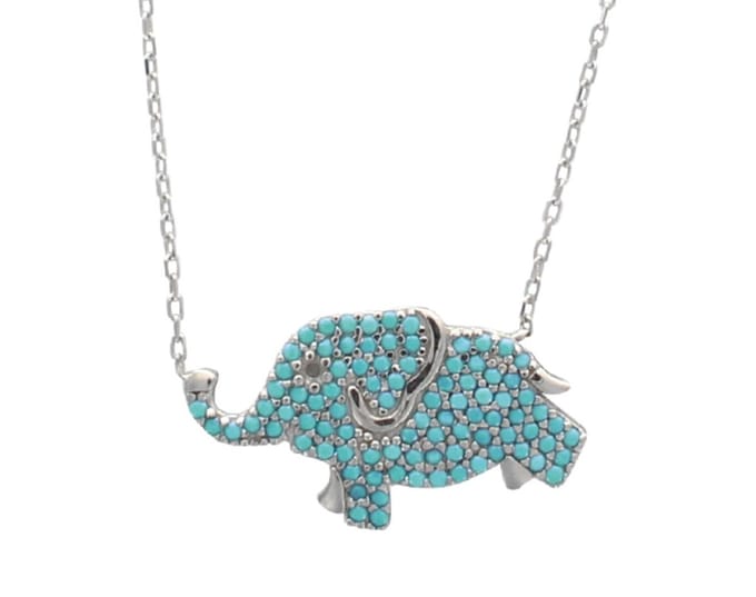 Opvallend - Olifantje - 925 zilver - Turquois -met collier