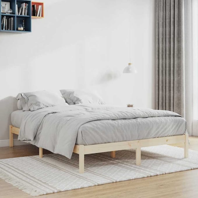 vidaXL - Bedframe - zonder - matras - massief - grenenhout - 193x203 - cm - kingsize